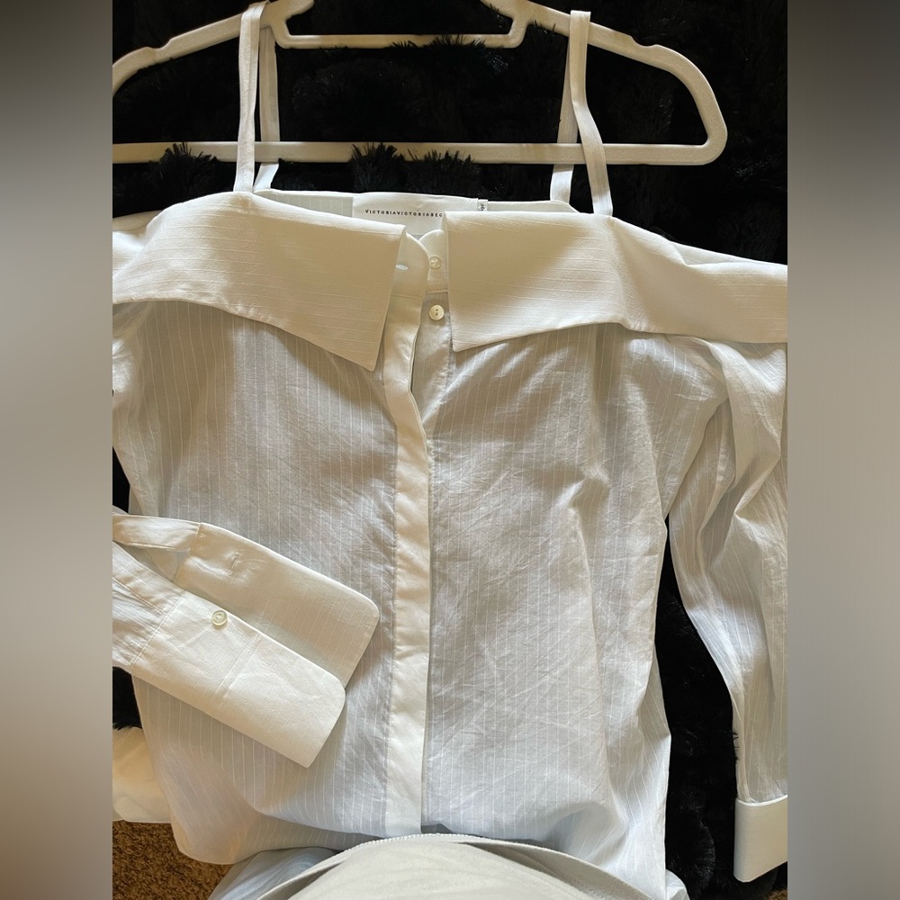 White off shoulder blouse by Victoria Beckham size 8